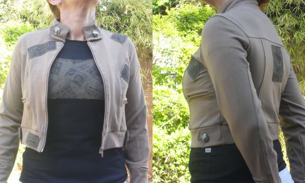 jaqueta  em cotton, detalhes em lona
