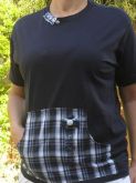 camiseta "canguru" xadrez azul marinho